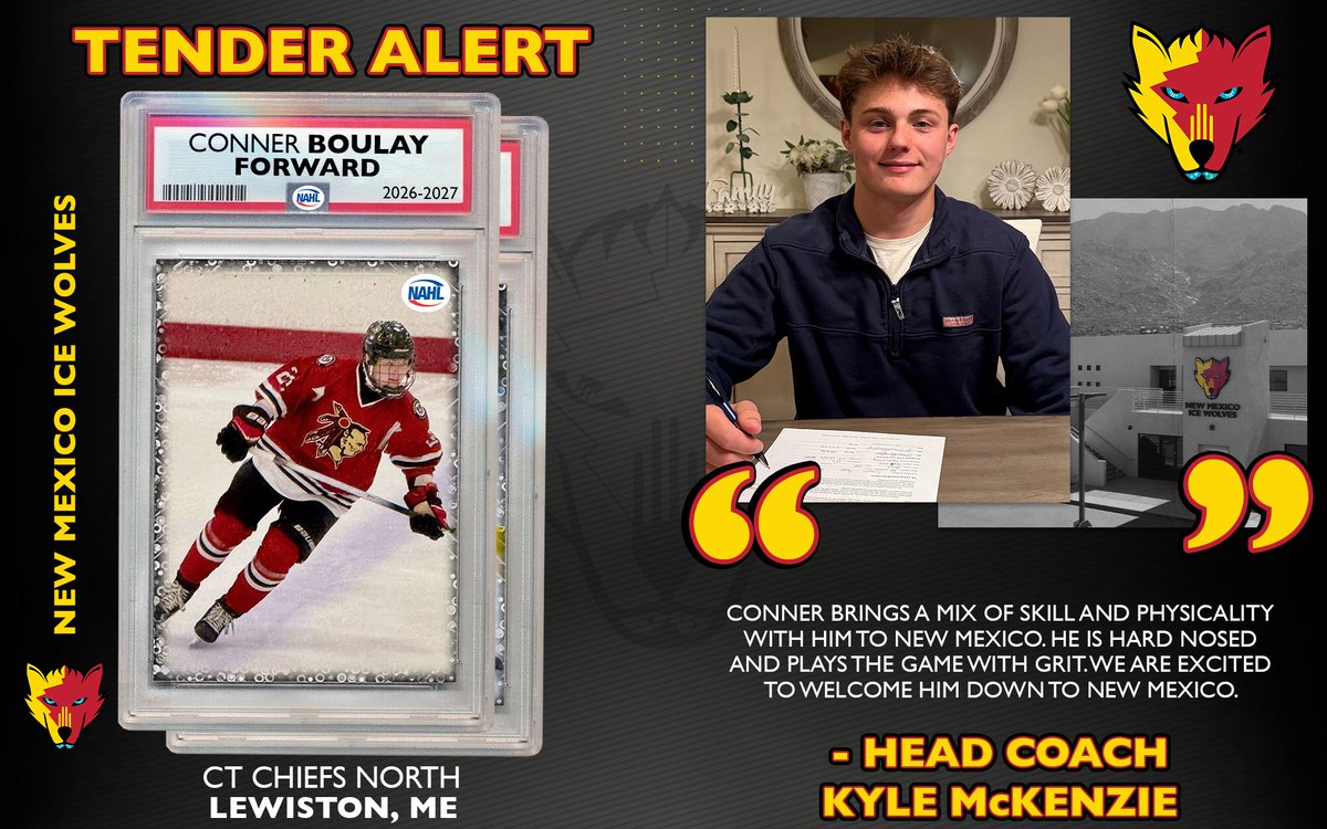 NMIceWolves's tweet photo. 🚨TENDER ALERT🚨

Welcome to New Mexico, Conner Boulay! https://t.co/oJMbGyUQzw