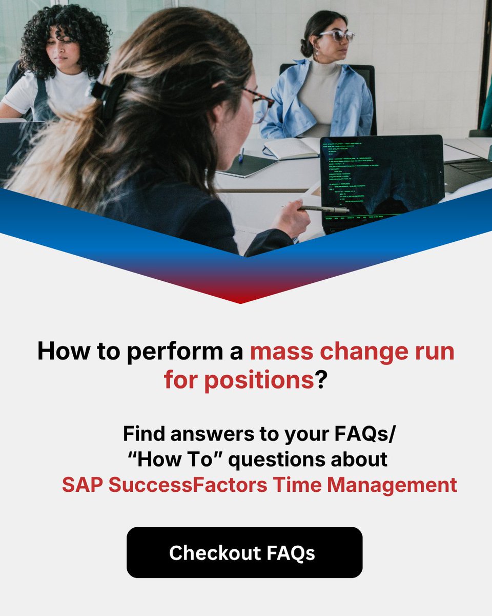 3CoreSystemsInc's tweet photo. Struggling with bulk position updates in SAP SuccessFactors?

Learn how to run mass changes efficiently, avoid errors &amp; keep data consistent.
https://t.co/MjU1K3AuD4

#SAPSuccessFactors #HRTech #SAPHR #HRAutomation #DigitalHR https://t.co/B5zl1bNLlj