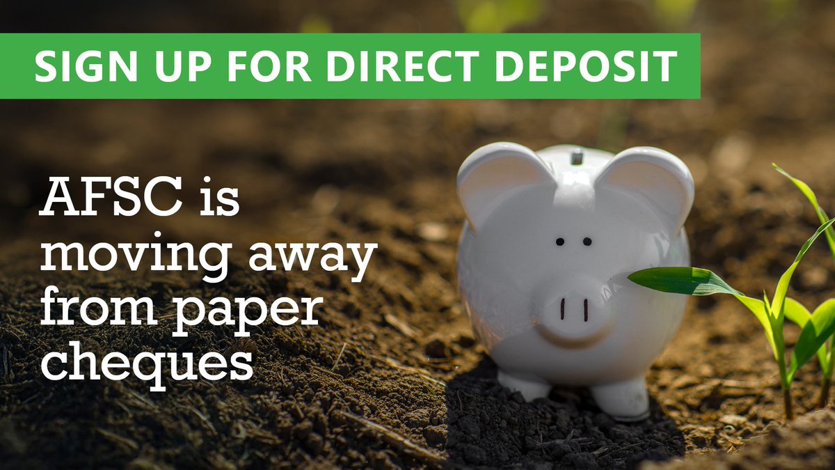 AFSC_AB's tweet photo. We’re making payments faster and more secure by moving away from paper cheques. In 2026, we will be phasing out paper cheques in favour of direct deposit. 

To ensure you receive your funds quickly and without delays, sign up for direct deposit today: https://t.co/SC356WKn1m https://t.co/JKG8uP87JH