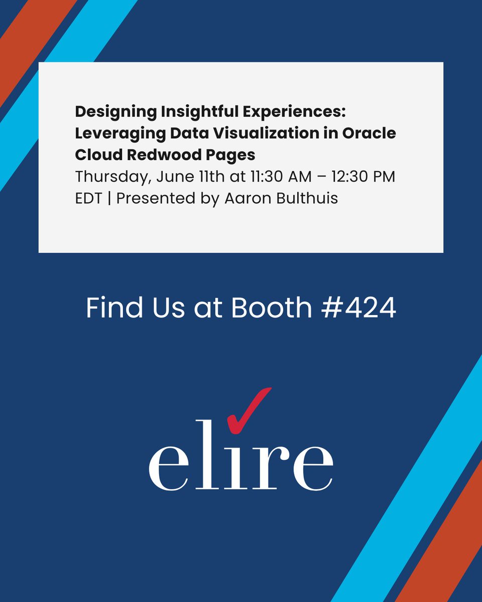 elireinc's tweet photo. #TeamElire is proud to be presenting seven sessions at #Ascend2026, covering topics designed to help organizations navigate Oracle innovation and emerging technologies.
Learn more: https://t.co/g0yG6O7a8h
#Ascend2026 #OraclePartner https://t.co/laFb1mjsLQ