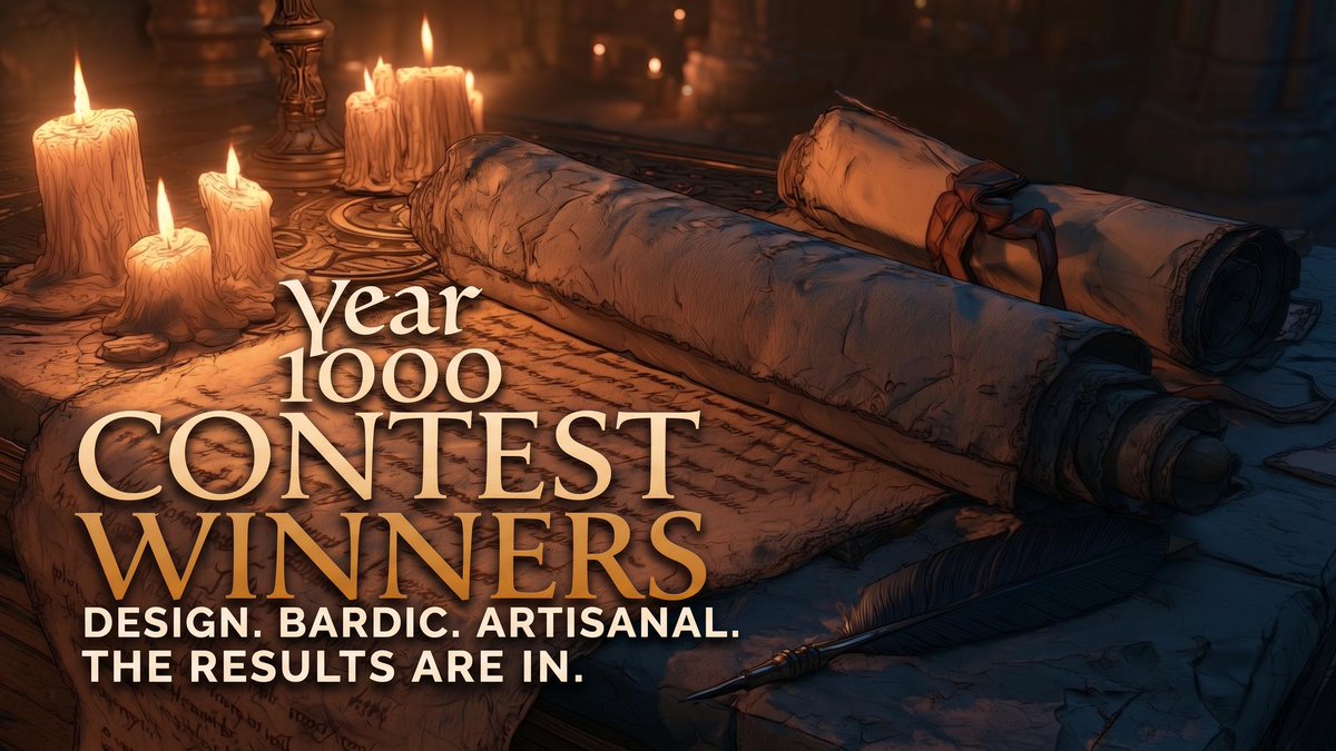 AchaeaIRE's tweet photo. The Year 1000 contest results are in. Tahquil took the design contest with a Nostalgia theme, Jurixe won Bardic, and Ashena claimed Artisanal in the Succession category. Congrats to all who entered. https://t.co/dWvR7MdnHV #Achaea #MUD https://t.co/QHf4KqPlEb