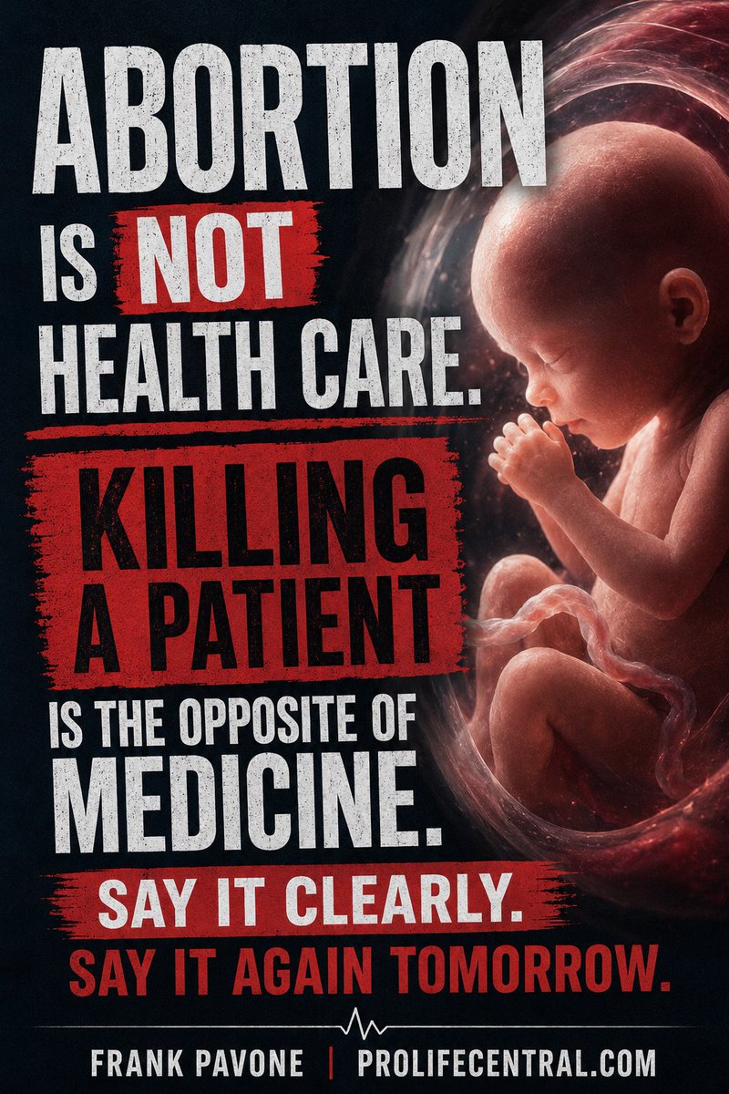 frfrankpavone's tweet photo. Abortion is not health care. Killing a patient is the opposite of medicine. Say it clearly. Say it again tomorrow. https://t.co/z4p26fUUeM