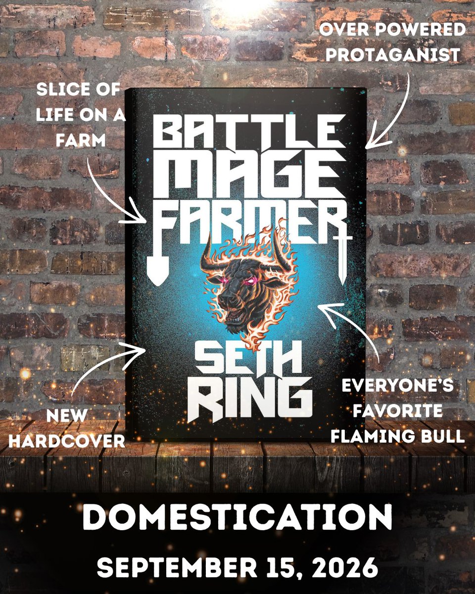 SethRing's tweet photo. Here's why DOMESTICATION by Seth Ring is the LitRPG you should read next — and why the hardcover pre-order matters:

🌾 It's a genuinely fresh take on the genre: the protagonist starts at maximum power and the whole story is about the weight of carrying it
🐂 The animal companions (Ferdie the bull, Sigvald the rooster) are fan favorites for a reason
👨‍👧 Found-family dynamics done right, built on earned trust and shared hardship
📖 Clean mechanics without drowning you in stat screens
❤️ 9,500+ Goodreads ratings · 4.4 average stars · a series fans never stop recommending

The hardcover is here. Pre-order at Barnes & Noble and get it on your shelf the right way. 📚

https://t.co/6ulPrPNtyH