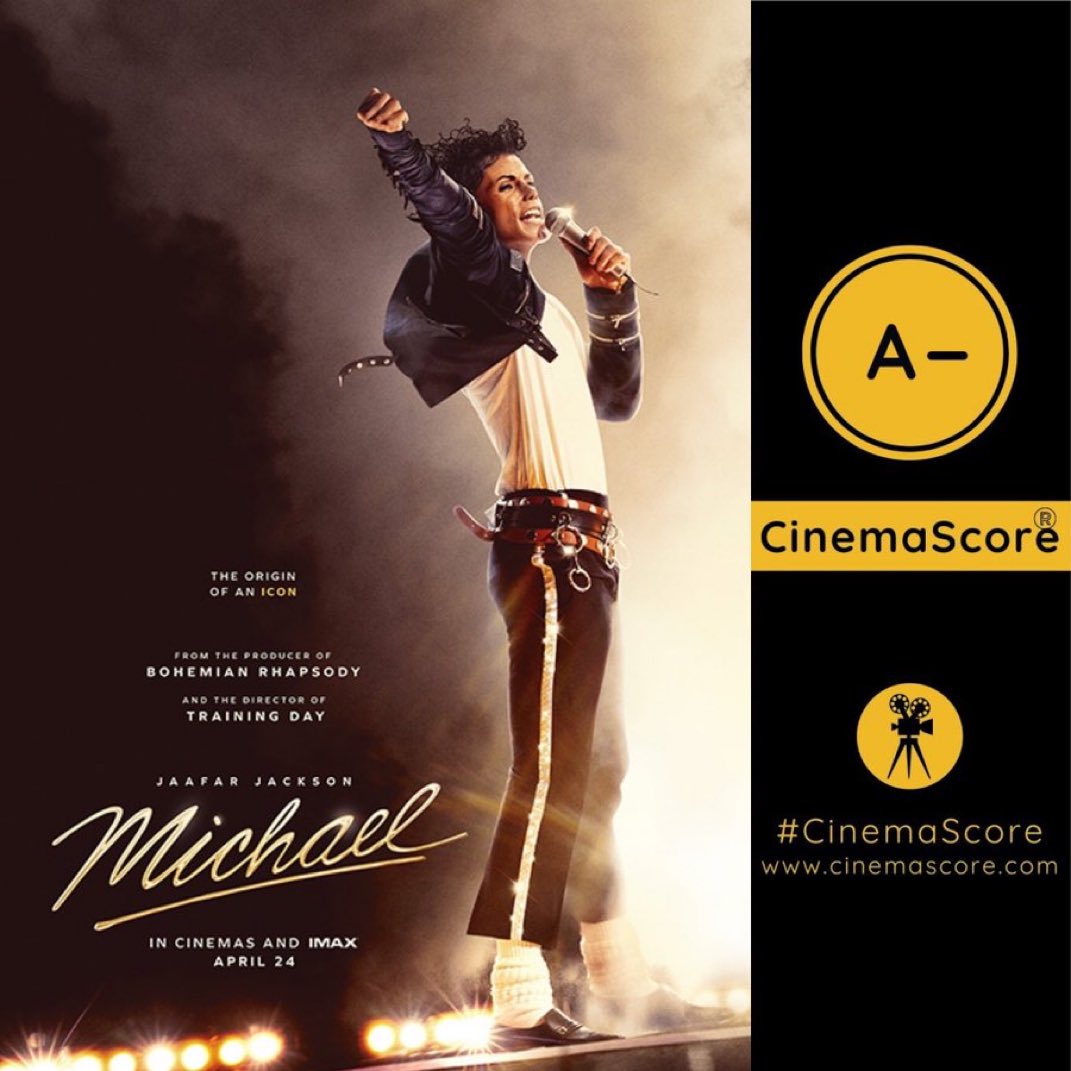 Luiz_Fernando_J's tweet photo. Music biopic #MICHAEL now challenging even the Avengers films in the dailies at US #BoxOffice!

KING OF POP #MichaelJackson grossed 2.7M on BIGGEST 4th MON for any biopic, legs MOONWALKING with a -24.5% drop from last MON (vs #Oppenheimer’s 2.6M, -44.9%, #ThePassionOfTheChrist’s 1.8M, -44.1% & #AmericanSniper’s 1.6M, -39.9%)!

#2 BIGGEST 4th MON EVER for APR releases (Top below)

BIGGEST 4th MON of 2026, beating #ProjectHailMary ’s 1.9M, -49.4%

It hits a 285.5M cume in the U.S
By THU, it’ll beat #TheTwiloghtSagaBreakingDawnPart2’s 292.3M run and by SAT it will become just 4th film ever released by #Lionsgate to cross the 300M mark domestically.

Highest grossing 4th MON EVER for APR releases:
#Endgame 3.2M, -32.7%
#MICHAEL 2.7M, -24.5%
#InfinityWar 2.7M, -41.5%
#SINNERS 2.4M, -22.6%
#TheSuperMarioBrosMovie 2.2M, -38.1%
#TheJungleBook 1.5M, -36.6%
#Furious7 1.2M, -42.6%
#TheSuperMarioGalaxyMovie 1.1M, -47.1%
#CaptainAmericaTheWinterSoldier 1.1M, -58.9%
#AMinecraftMovie 1M, -82.1%

350M seems now absolutely locked 🔒!

For now, keeping it conservative Eyeing a 350M-360M run in the US, but If #MICHAEL manages to hold strong even against #TheMandalorianAndGrogu this upcoming weekend, then nothing else can prevent it from going even higher and becoming the HIGHEST GROSSING BIOPIC OF ALL TIME, what means not only beating #AmericanSniper’s 350.1M run but also #ThePassionOfTheChrist’s legendary 370.3M run domestically.