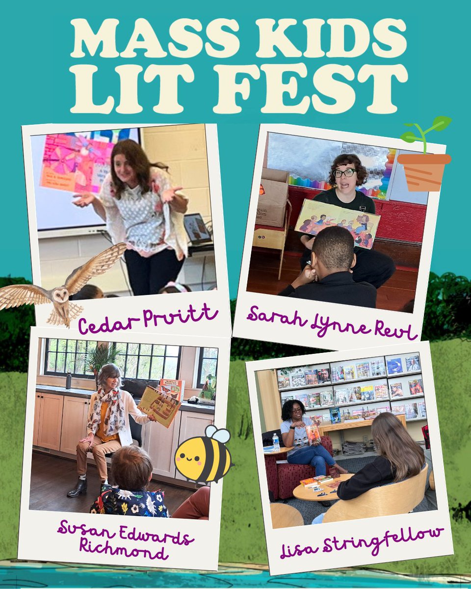 MassBook's tweet photo. Mass Kid Lit Fest wrap up! Our third year of this event was a huge success with events in schools, libraries, and cultural centers all over Western Mass. A huge thanks to all the amazing authors and illustrators that participated with us! https://t.co/ofQ0swTt90