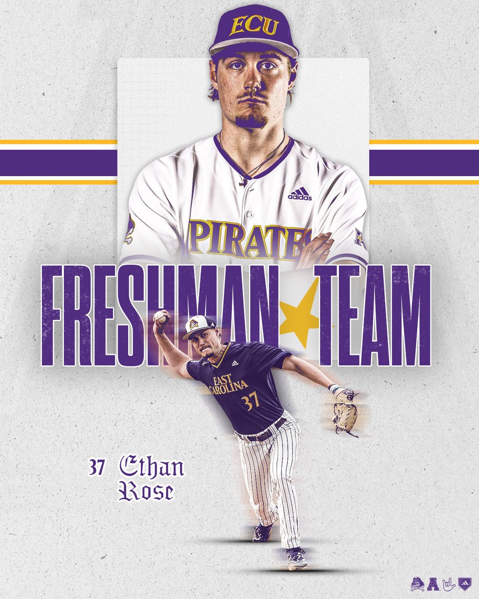 ECUBaseball's tweet photo. Rosie closes out the year with an All-Freshman Team honor @ethanrose34 🤟🏼🏴‍☠️ https://t.co/VPxNJ6lmGG