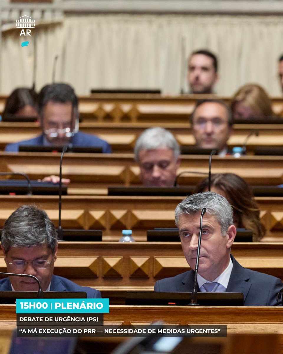 AssembleiaRepub's tweet photo. Plenário | 15h00
Debate de urgência, requerido pelo PS, sobre “A má execução do PRR — Necessidade de Medidas Urgentes”.
Serão ainda debatidos:
Dádivas de sangue
Tribunal de Contas
Desclassificação de documentos políticos
Lusa
Alimentação escolar
Em https://t.co/p0hAnp5qM1 https://t.co/kbwcdOfm04