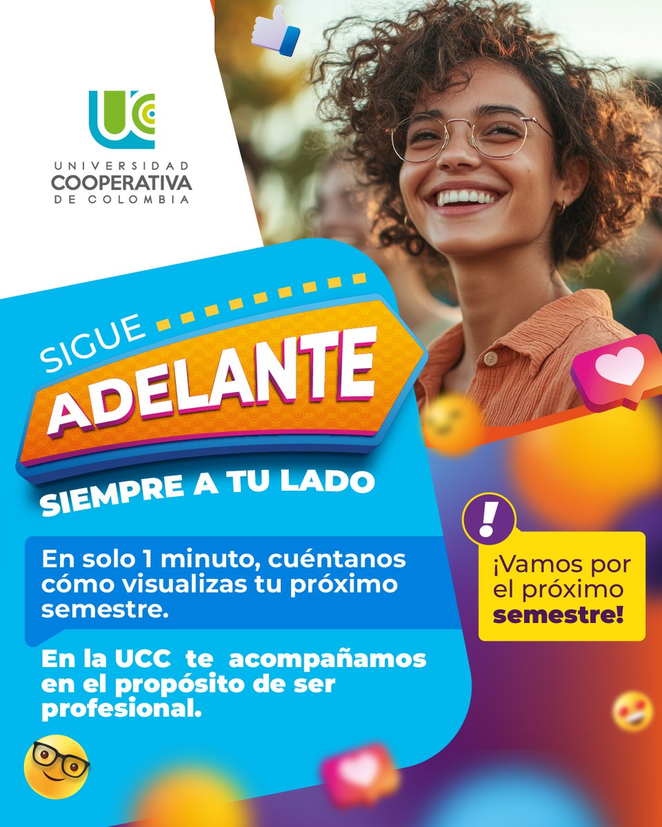 UCooperativaCol's tweet photo. Sigue adelante, siempre a tu lado. En 1 minuto, cuéntanos cómo visualizas tu próximo semestre. En la UCC  te  acompañamos  en el propósito de ser profesional.  Diligencia en este enlace tu encuesta de OPS  https://t.co/lp50BZFs6E https://t.co/rxO9rxvgeo