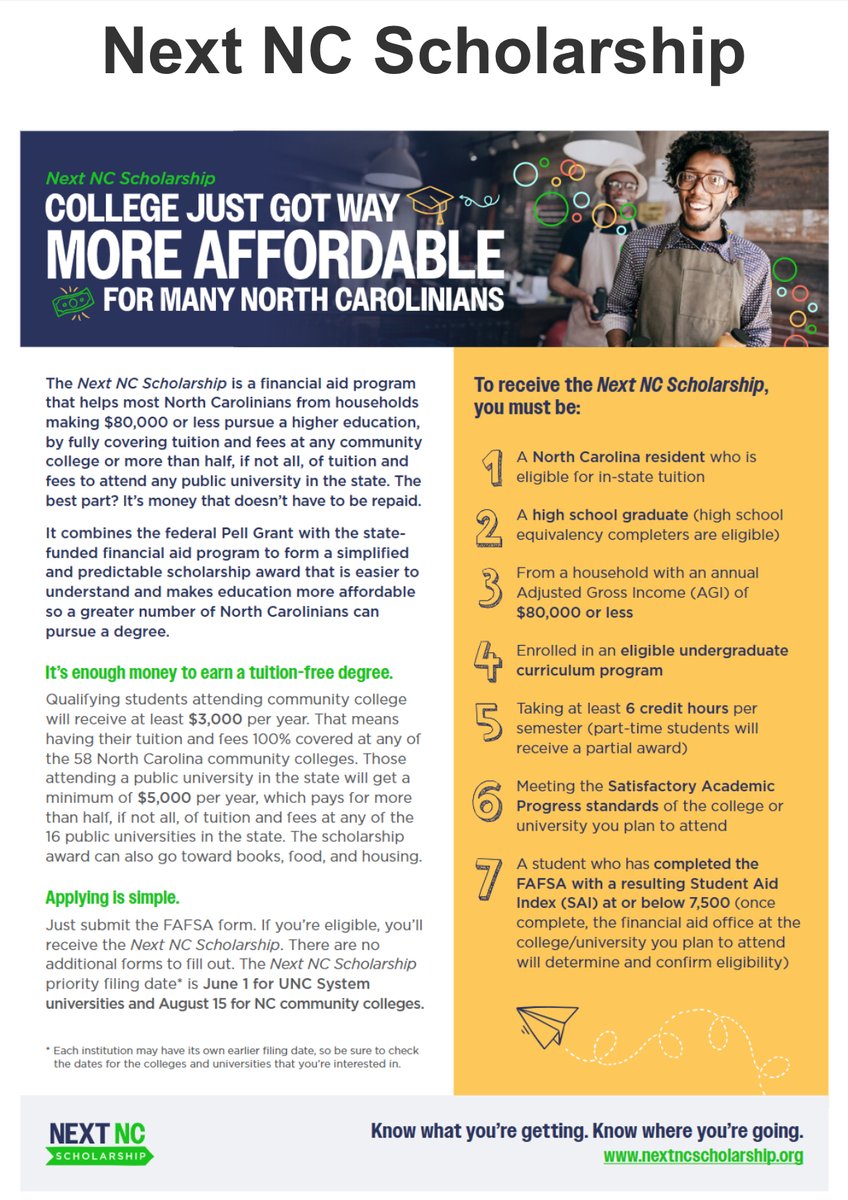 FSA_OC's tweet photo. Check out Next NC Scholarship!

¡Echa un vistazo a la Beca Next NC!

https://t.co/DDLGrHUsPI https://t.co/ReRbzVU6sr