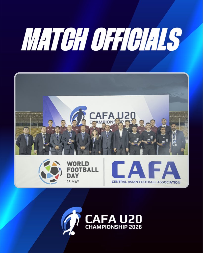 CAFAssociation's tweet photo. ⚽️ Match Officials 

🏆 CAFA U20 Championship 2026

#CAFA #CAFA2026 https://t.co/EtUXHOtHFO