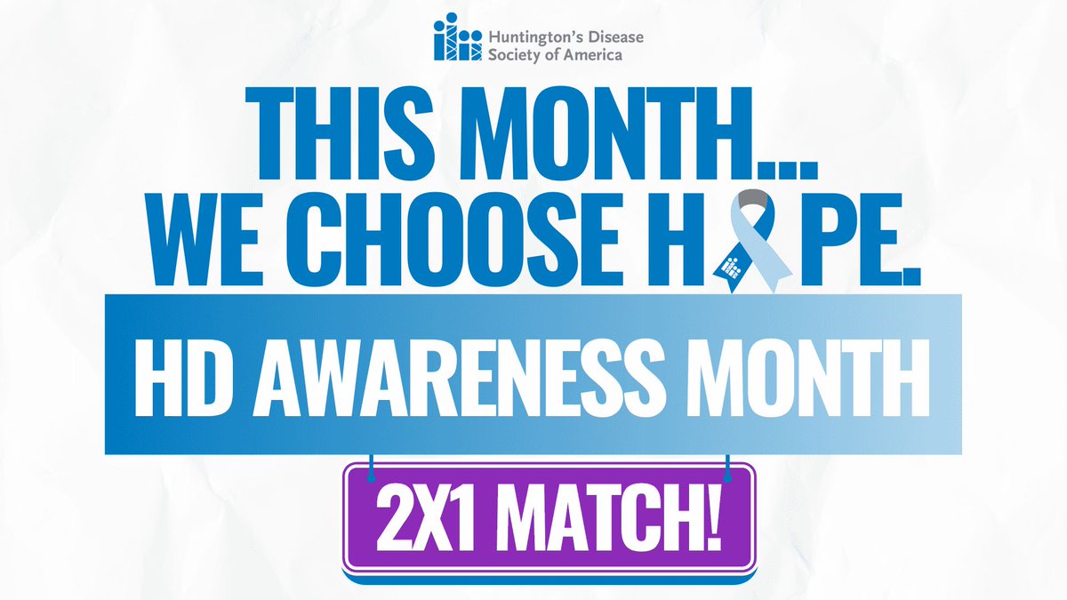 HDSA_SF's tweet photo. May is HD Awareness Month. Help raise awareness, support families impacted by HD, and remind them they are not alone. Thanks to a generous 2-to-1 match, every dollar donated will have triple the impact for HD families across the country. https://t.co/kM6W3LMbDI https://t.co/khHmZ7DvHI