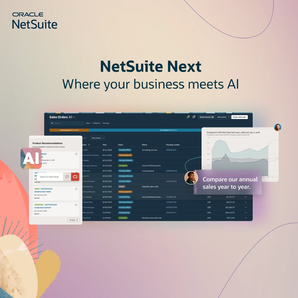Redaelli's tweet photo. #AI that’s built in, not bolted on. Meet @NetSuite Next, redefining how businesses use AI and act on their data. See what's 𝘯𝘦𝘹𝘵: https://t.co/q9bEuqNUlc https://t.co/1z4FysTuBs