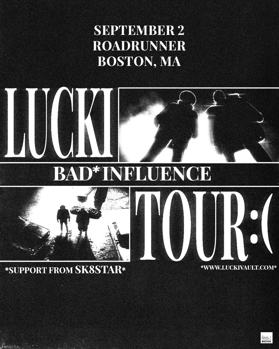 roadrunnerbos's tweet photo. JUST ANNOUNCED: LUCKI plays Roadrunner on September 2 with Sk8star! Tickets on sale Friday, May 22 at 10am🎫🎫>>>https://t.co/5DHnYHDlRx https://t.co/s5AMHnlidu