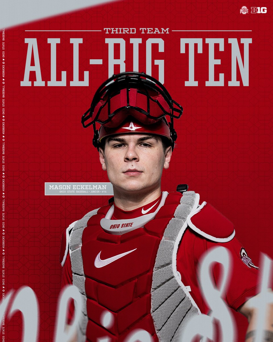 OhioStateBASE's tweet photo. 𝗔𝗹𝗹-𝗕𝗶𝗴 𝗧𝗲𝗻 𝗧𝗵𝗶𝗿𝗱 𝗧𝗲𝗮𝗺 🏆

@EckelmanMason earns All-Big Ten Third Team honors after a career-best season behind the dish!

#GoBucks https://t.co/bQ6C2pSGKb