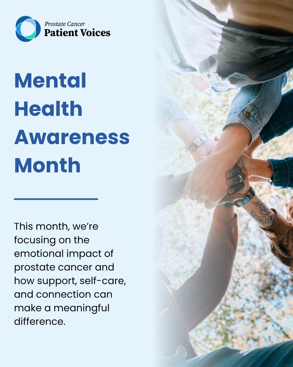 PCaVoices's tweet photo. Mental health is an important part of the prostate cancer journey.

This month, we’re sharing stories, support, and resources focused on the emotional side of diagnosis - because stress and uncertainty deserve attention too.

https://t.co/uqLYLX1PK5

#MentalHealthAwarenessMonth https://t.co/C97BHCiRcY