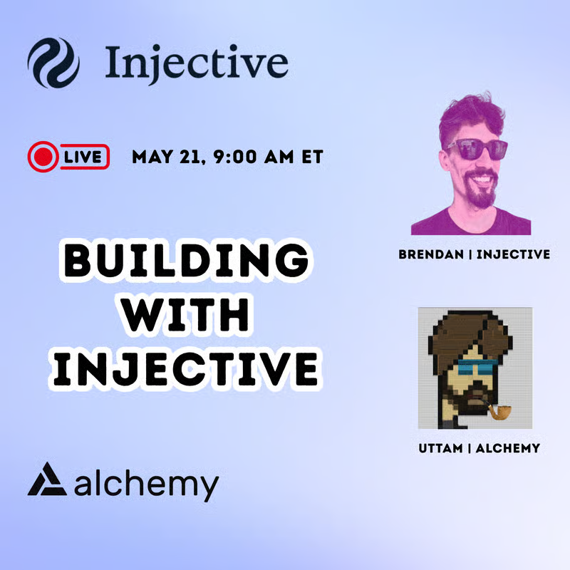 bguiz's tweet photo. hosting an @injective + @Alchemy  workshop with @uttam_singhk tomorrow

join the live stream: https://t.co/HizoeFSZbZ https://t.co/NFi1cK60BT