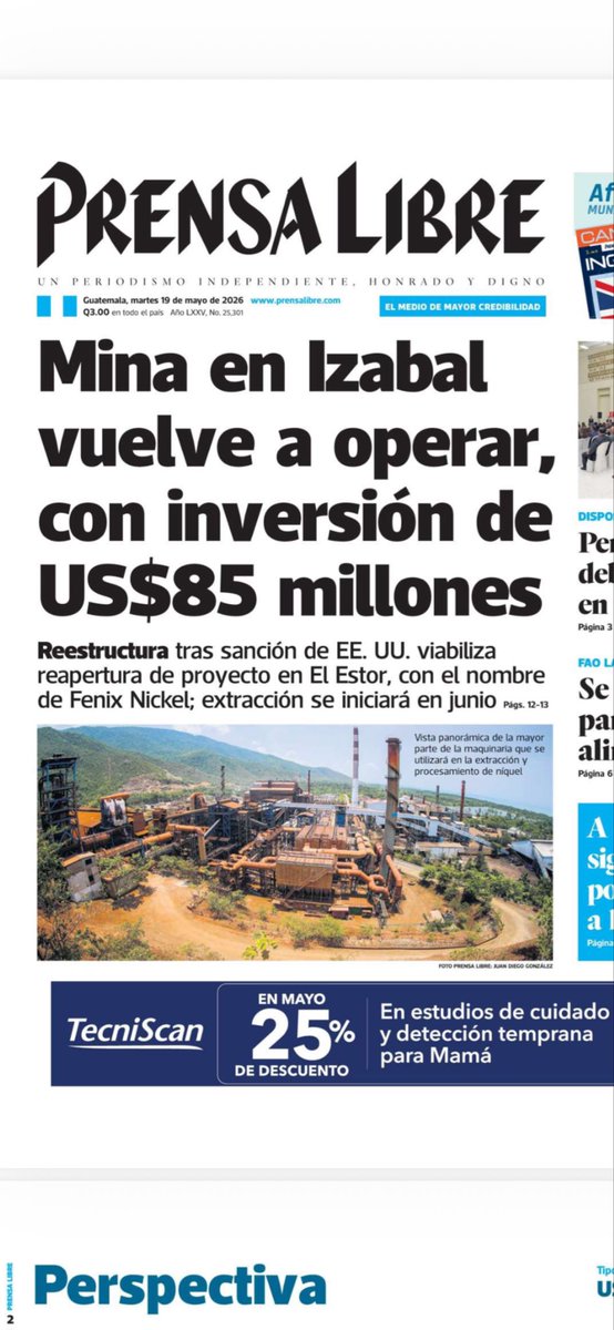 ritarito's tweet photo. ATENCIÓN:

Se sugiere que se mantenga una auditoría técnica permanente en los laboratorios de geología de esta empresa. 
Dice el contrato que explotaran solo niquel y se llevan: oro, plata, tierras raras, hierro, etc.
@USAmbSV 
@mem 
@CFECGC 
@MPguatemala https://t.co/tbvmH9AhmE