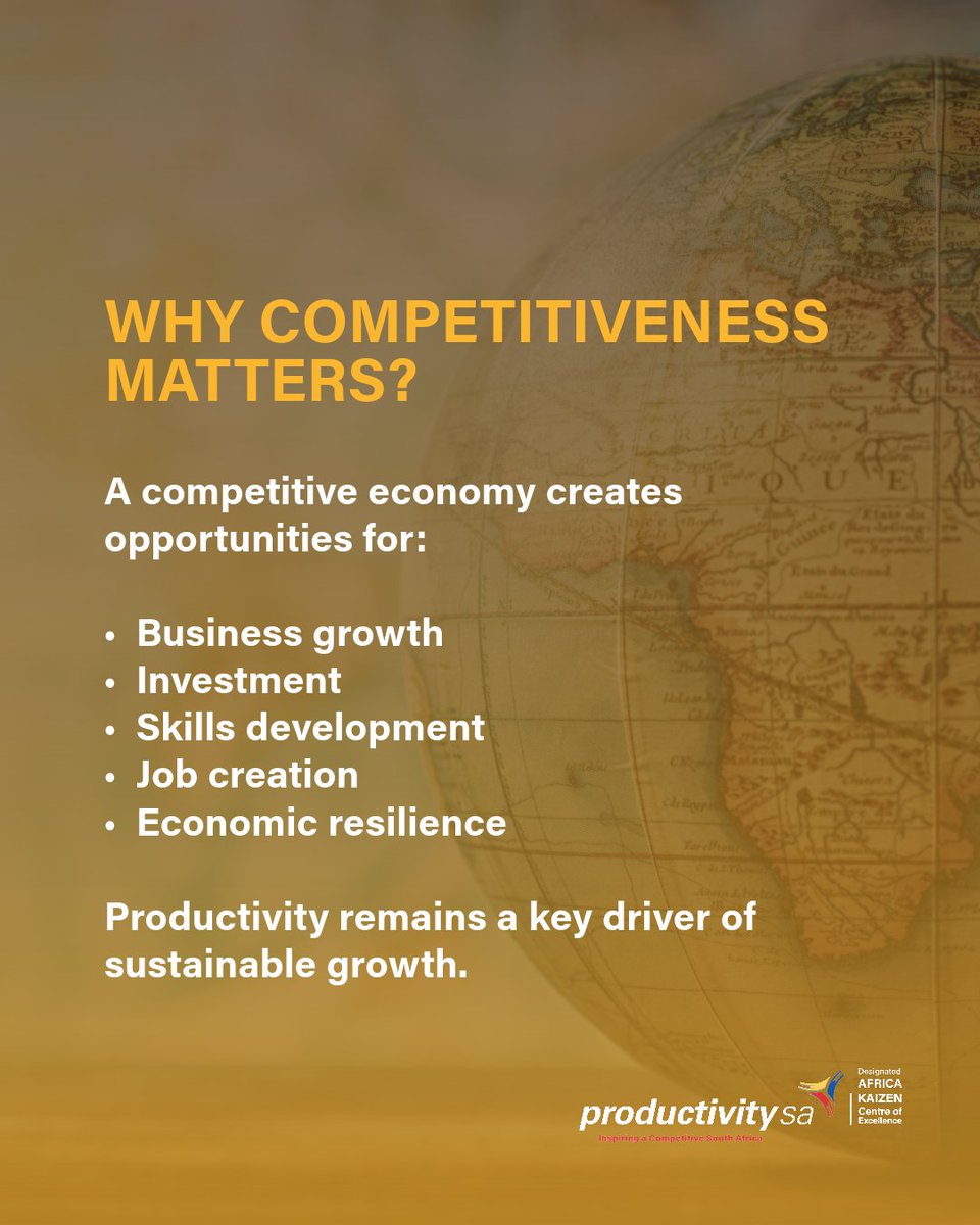 productivitysa's tweet photo. Productivity drives progress 🌍

The IMD World Competitiveness rankings highlight how innovation, efficiency, and skills development help build stronger economies and support long-term growth across South Africa.

https://t.co/fDLz7YZr4O

#ProductivitySA #Competitiveness https://t.co/lygTY1A1pS