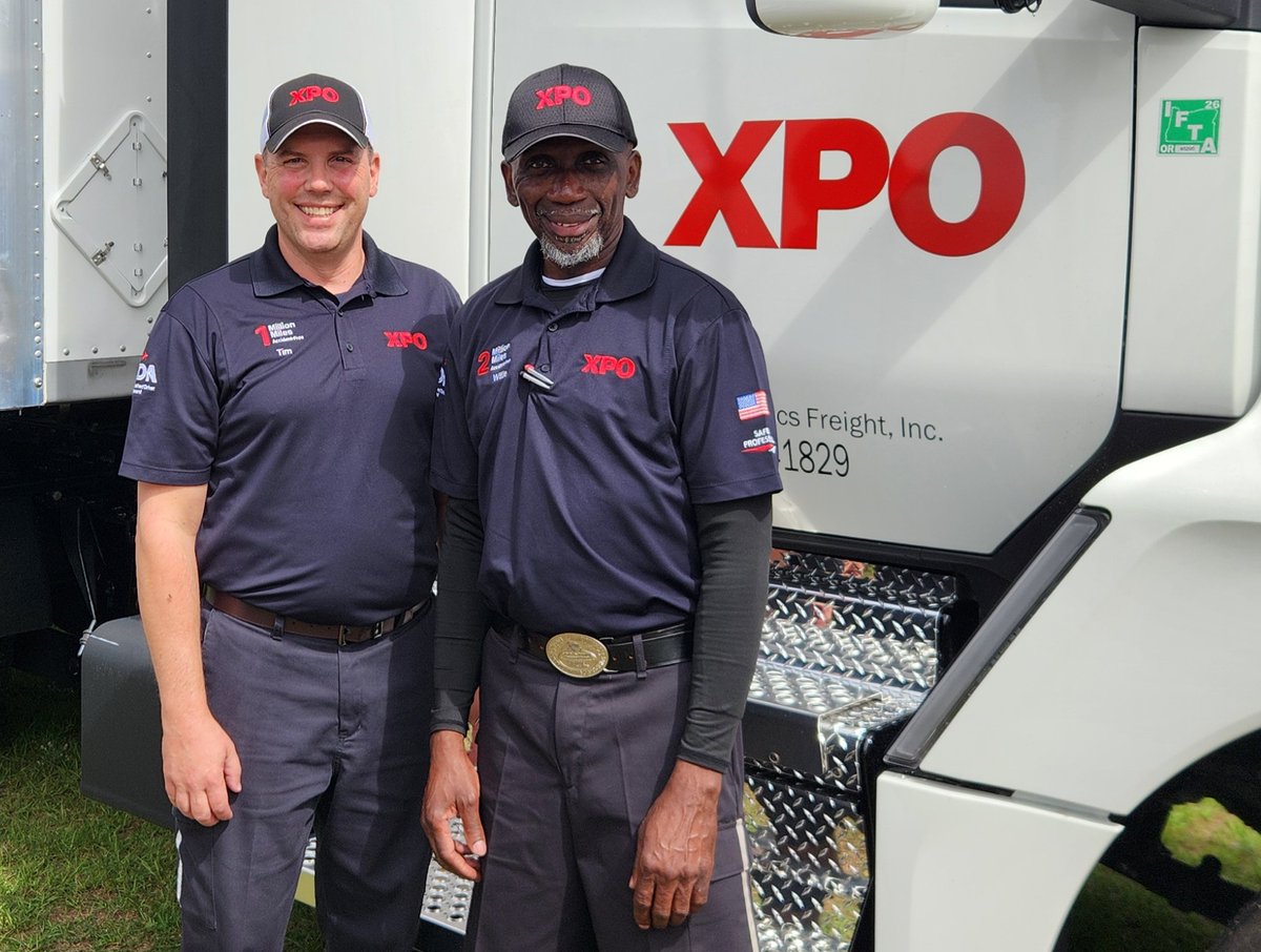 XPOLogistics's tweet photo. Last week, our drivers Tim Vogt and Willie Atkinson joined @lutzie43 for two Safe Driving Summits in Georgia. Speaking alongside first responders, law enforcement &amp; faculty, they helped educate more than 800 high school students about highway safety. Great job, Tim and Willie! https://t.co/E6blSaxEJo