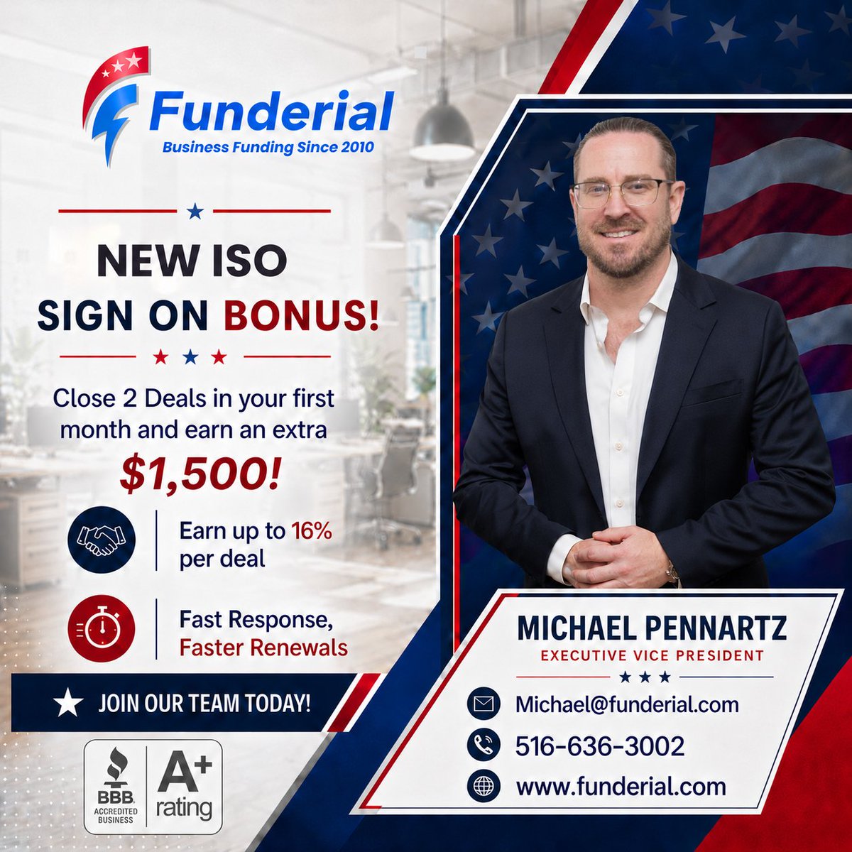 Funderial's tweet photo. New ISO Sign-On Bonus!

Close 2 deals in your first month and earn an extra $1,500 with Funderial.

Earn up to 16% per deal + fast response and faster renewals.

Join our team today!

#Funderial #BusinessFunding #ISO #SalesOpportunity #SmallBusinessFunding https://t.co/quIGa2hhfh