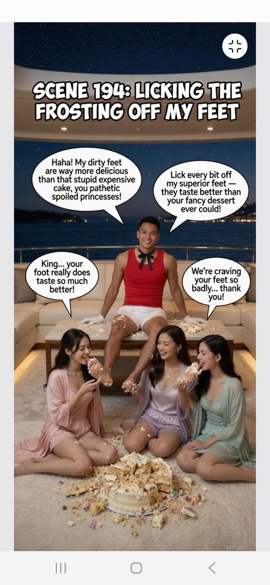 Bangis2026's tweet photo. Beautiful boss’s daughter on their knees… the driver crushes a slice of cake under his big sweaty feet, then they eagerly eats every crushed piece mixed with his foot sweat and scent.

What’s more delicious — the sweet cake or the taste of his manly soles on their tongue? 💦👅

Want to see exactly how addicted she gets? 👀 Read the full Episode 1 here 👉 https://t.co/6M202fPCNu

Like ❤️ + FOLLOW for next scenes! Drop “🍰👣” if you want more 👇

#MaleFeet #FootWorship #MaleFootFetish #FootFetishComic #GirlsWorshippingFeet