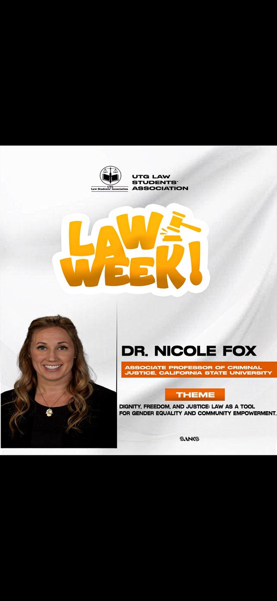 UTGLSA's tweet photo. The 13th Executive Council of the Law Students’ Association is pleased to spotlight Dr. Nicole Fox, an accomplished academic, researcher, and advocate whose work continues to shape conversations on justice, reconciliation, and social change.

May the Law be with You https://t.co/epNFVoBFNg
