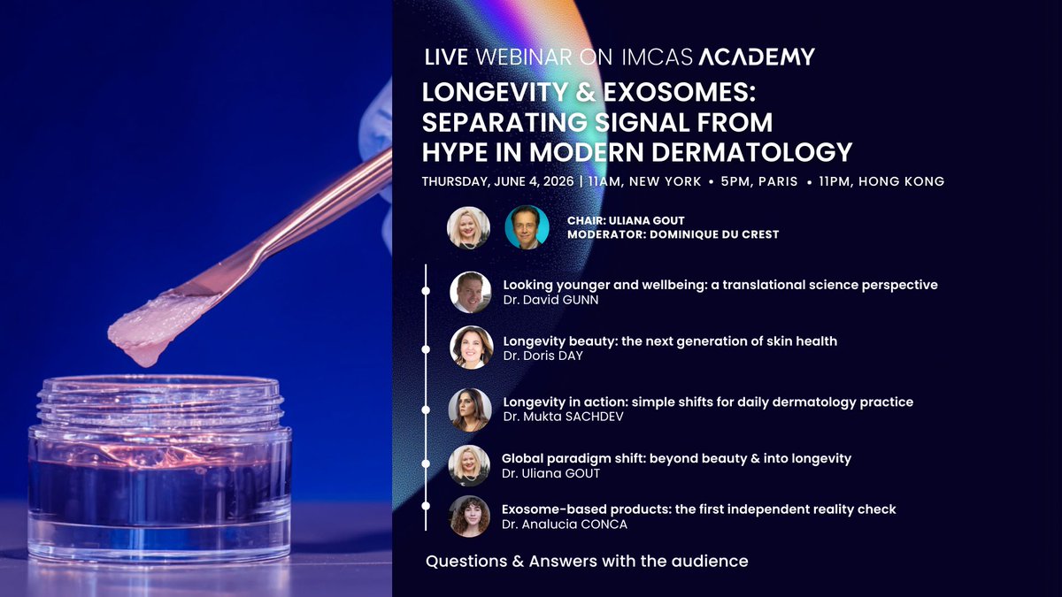 ducrest's tweet photo. 𝐋𝐨𝐧𝐠𝐞𝐯𝐢𝐭𝐲. 𝐄𝐱𝐨𝐬𝐨𝐦𝐞𝐬.
Separating Signal from Hype. Please register ⬇️
https://t.co/8VKX8FQXIB

#Longevity #exosomes #skinlongevity #skin #skincare #IMCAS @DrDorisDay ● @UlianaGout ● David Gunn ●  Mukta Sachdev ● Analucia Concia ● @imcascongress https://t.co/UbF3MqlQpy