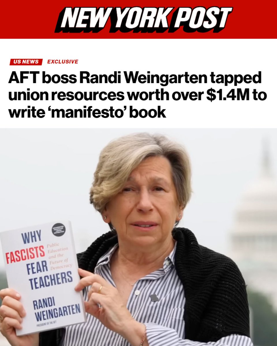 FreedomFdtn's tweet photo. BREAKING: Randi Weingarten is throwing a fit over a Freedom Foundation report exposing how her union spent over $1 million in member dues promoting her vanity book, "Why Fascists Fear Teachers.” https://t.co/nDPWbBiLS1