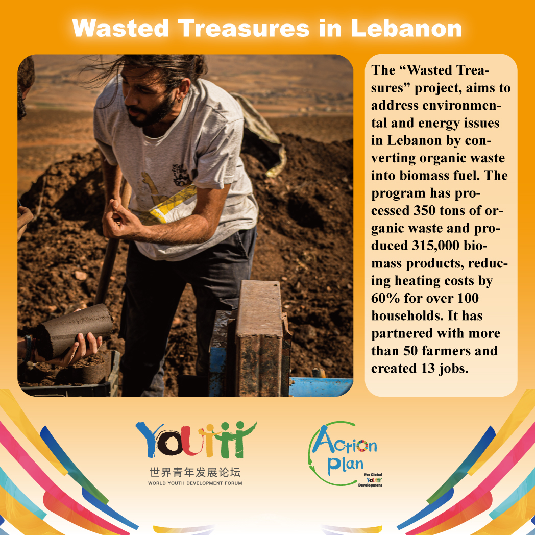 worldydf's tweet photo. #APGYD 2025-2026 NO.30
Wasted Treasures in Lebanon

The “Wasted Treasures” project, aims to address environmental and energy issues in Lebanon by converting organic waste into biomass fuel. The program has processed 350 tons of organic waste and produced 315,000 biomass products, reducing heating costs by 60% for over 100 households. It has partnered with more than 50 farmers and created 13 jobs.
#WYDF #Youth2030 #Actnow
