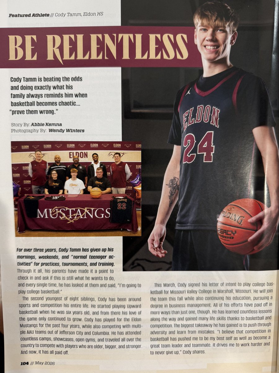 CodyTamm24's tweet photo. This is a great honor to be featured in Rod Smith’s Show-Me Sports Magazine. Thank you for the support. 
@Showmesportsmag 
@CoachJimBoone @Produce_BCIII @HAMBasketball
 @COMOTNT 
@NathanialCaudel 
@EldonBasketball https://t.co/isnCduqNSU