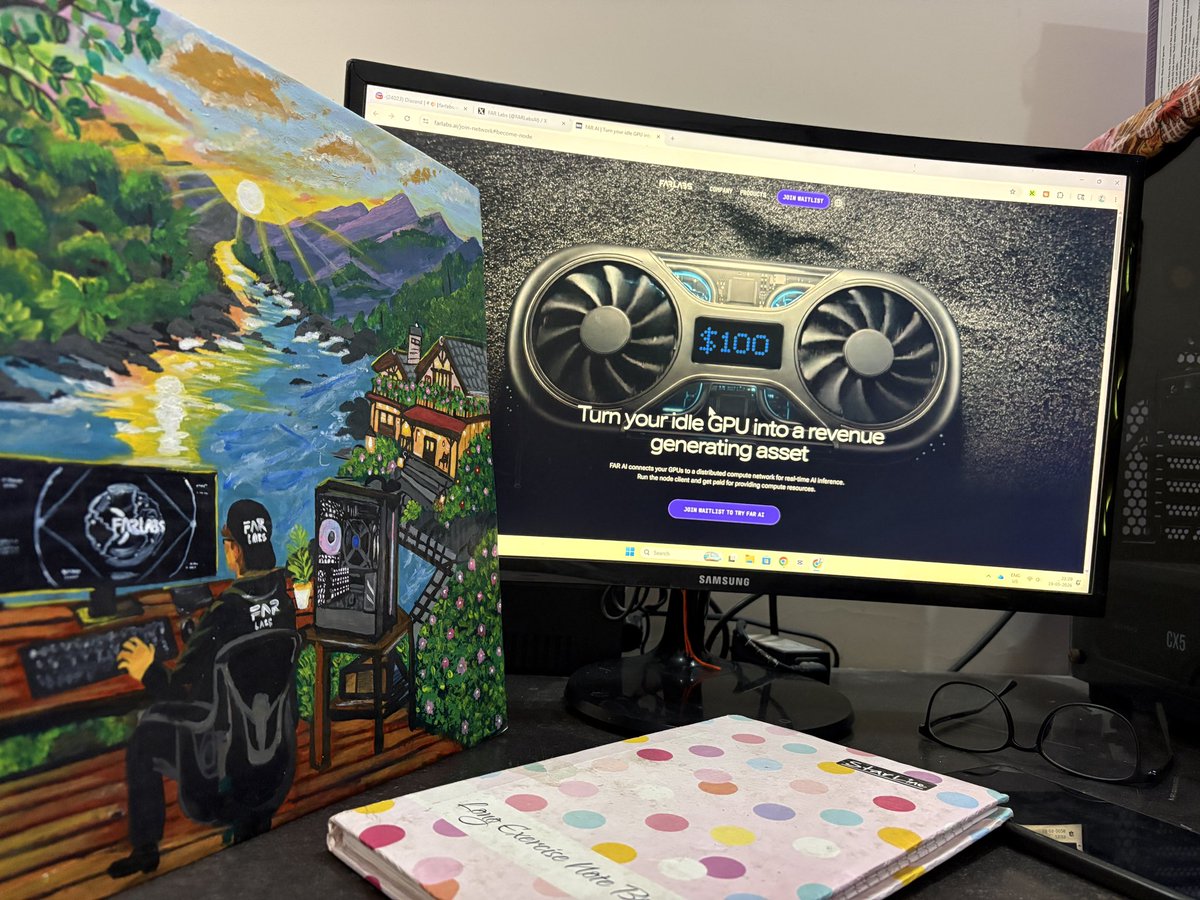Mahakal95's tweet photo. When the FAR Labs vision hits so hard, someone pulls out a brush 🖌️

Mountains. River. A cozy cottage. And a GPU minting passive income in the wild.

FAR AI isn’t just a network, it’s a lifestyle. Turn your idle GPU into freedom. 🌄

My Entry for Meme Contest 💗

@FARLabsAI https://t.co/9FhfCafqBn