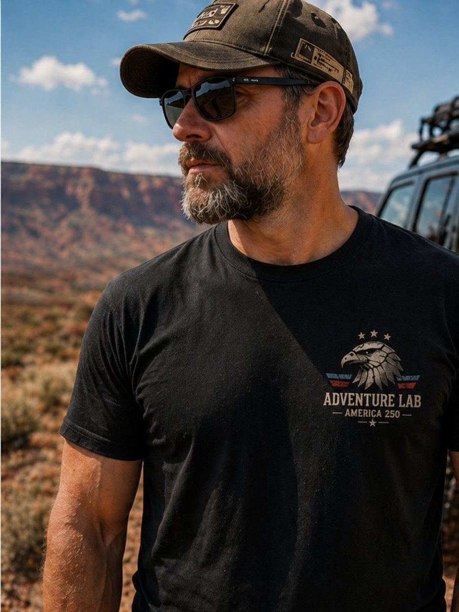 GoAdventureLab's tweet photo. The America 250 Tri-Blend T-Shirt is here. 🇺🇸

Built for road miles, camp mornings, trail days, and everyday wear. Featuring patriotic artwork inspired by American innovation.

Runs slightly small - consider sizing up.

#InnovationForExploration #MadeInTheUSA https://t.co/cRBfbVVmUp