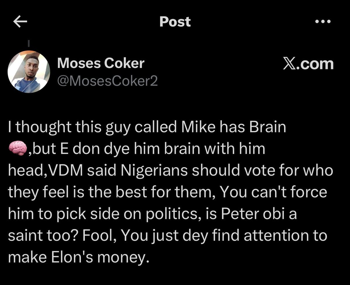 tharty124's tweet photo. @MosesCoker2 @bossolamilekan1 No be you be this , you juss Dey cry for here alaye  go warm eba chop jhur 😹 https://t.co/DgfWPVBEkV
