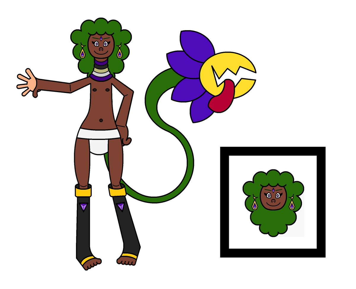 EsperRikki's tweet photo. Update - New case in lore-scenario; The Hubai'yam (ancient origin name of Baobabians) Tribe's Nature Goddess got green hair, so... creations made in her image got her color, too. @PappyYoArt gave me a suggestion about changing the white to green. He spoke heresy, yet looks GOOD. https://t.co/uetj5tG5zO