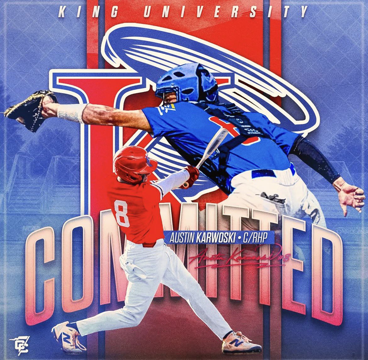 AustinKarwoski's tweet photo. I am extremely excited to announce my commitment to King University. I want to thank the Lord for putting me in this position and allowing me to play at the next level. Huge thanks to all my coaches and family who have helped me reach this point! @KingU_Baseball @CoachRodey @RRHS_Baseball @d1graphicsco @GeorgiaJackets