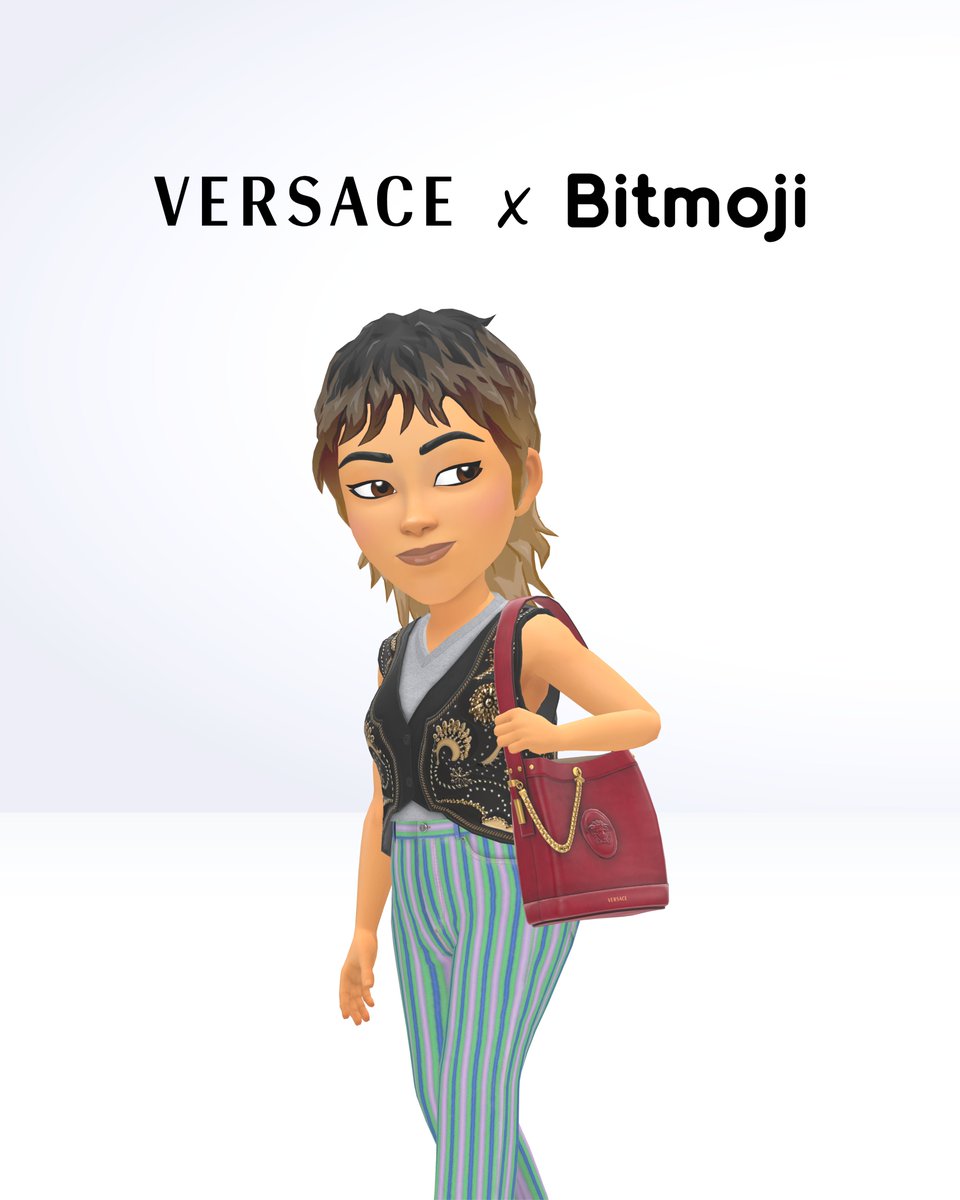 Versace's tweet photo. The latest Versace Bitmoji collection is now available on @Snapchat

This new release features selected looks from the Versace Spring Summer 2026 collection including the Pivot bag in three colourways. 

Discover the collection at https://t.co/9EsUgMoWxt https://t.co/6V2ZAkPvM7
