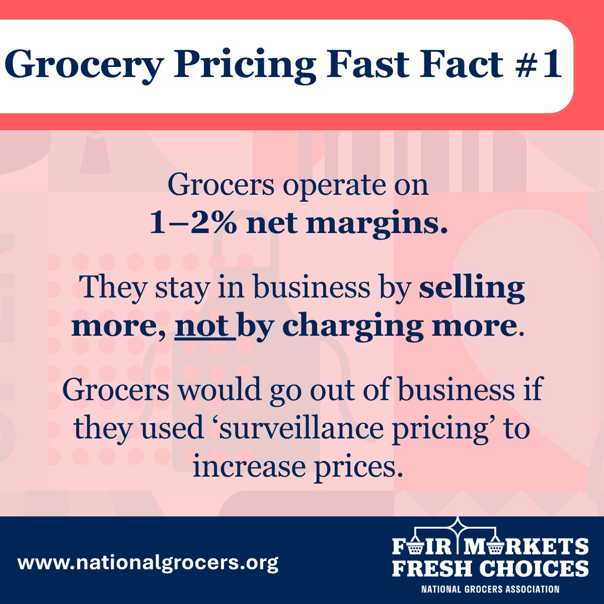 NationalGrocers's tweet photo. 🛒Grocery Pricing Facts  Independent grocers do not use surge pricing. 

Our members rely on standard pricing, promotions, and discounts to remain competitive and keep food affordable. https://t.co/uTStSjH1ur
