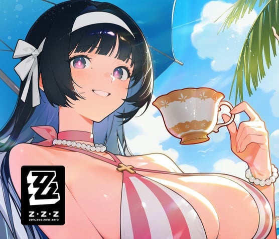 SINNOHSSTAR's tweet photo. She's enjoying a nice drink on the beaches of Alola. 

Things are pretty nice. https://t.co/myzlv15xY1