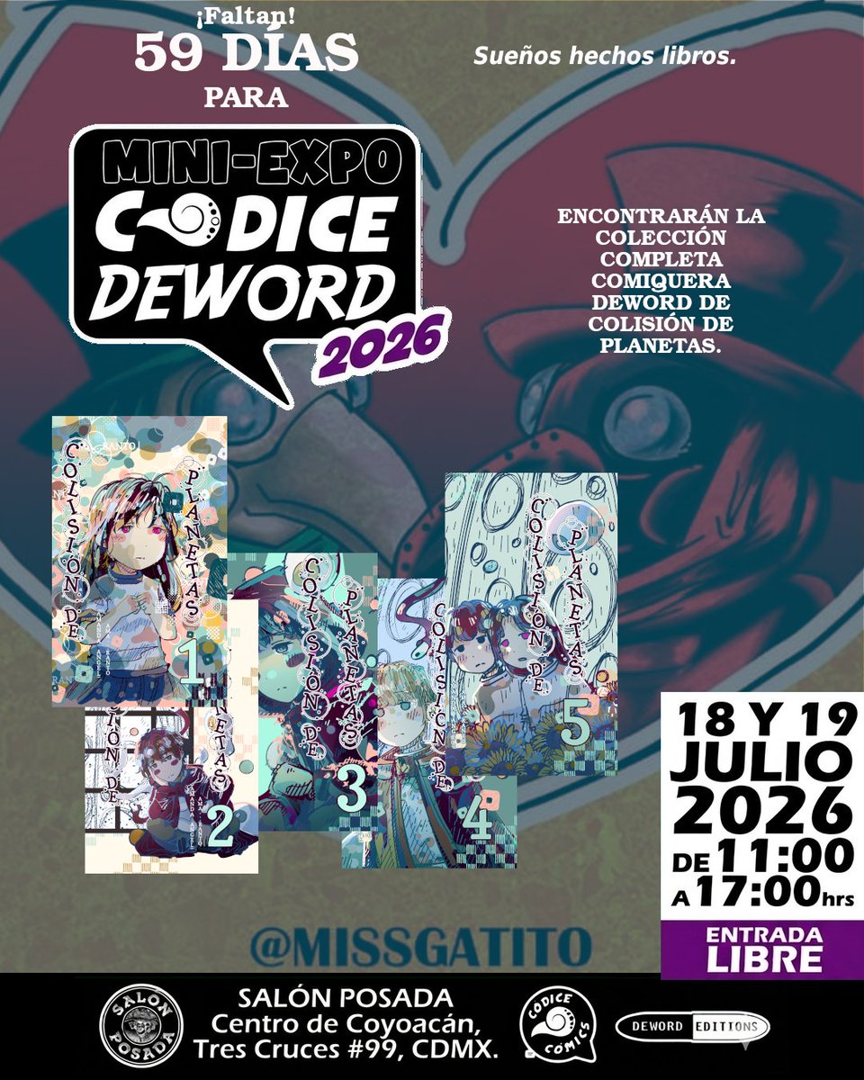 DEWORD_NEWS's tweet photo. estamos muy felices por el siguiente evento."Mini Expo Códice Deword 2026" tercera edición.  También tendremos la participación de algunos de nuestros autores. Gracias de todo corazón a @salonposada por hacer este evento posible. Al igual que a nuestro amigos de @codicecomicsmx https://t.co/VgTqgwgOui