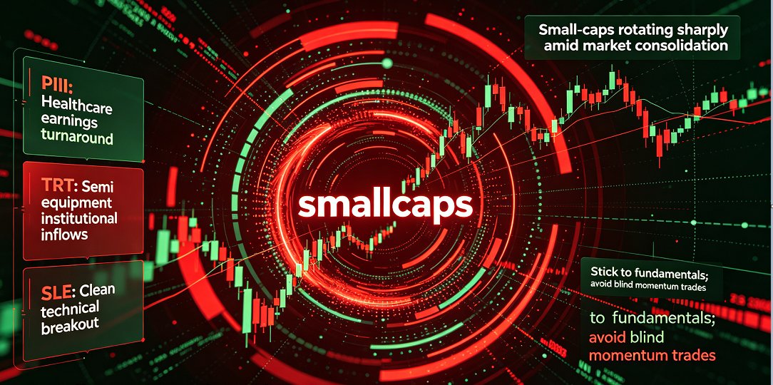 baront70's tweet photo. Small-caps rotating sharply amid market consolidation 📊 My 3 high-conviction tickers:
✅ PIII: Healthcare earnings turnaround
✅ TRT: Semi equipment institutional inflows
✅ SLE: Clean technical breakout  Stick to fundamentals; avoid blind momentum trades.  #SmallCap #USStocks https://t.co/ol0tZvv6YS