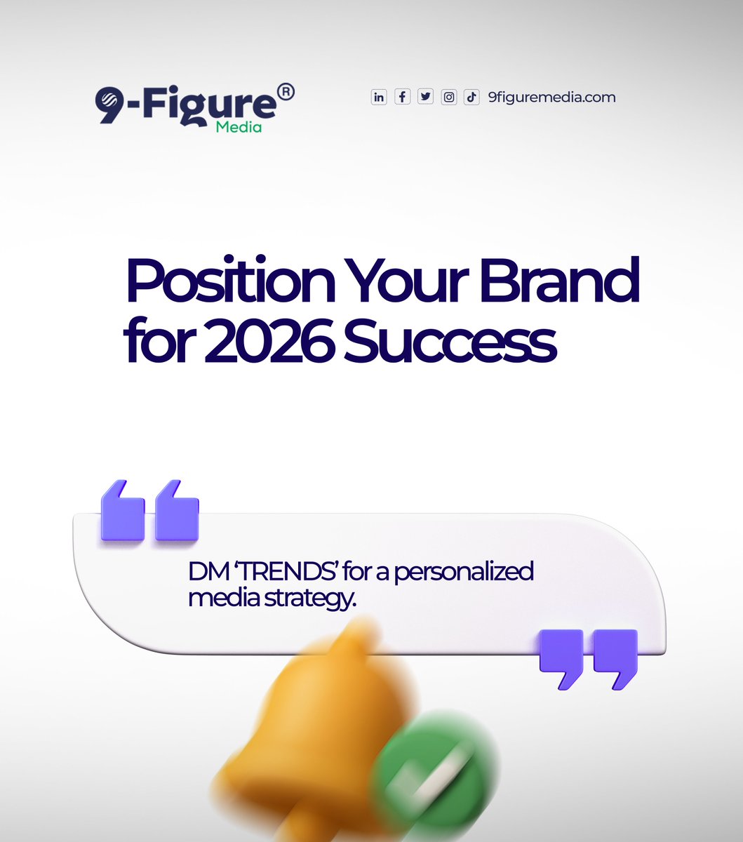 9FigureMedia's tweet photo. At 9-Figure Media we help
founders position their brands
ahead of every shift

Before the competition
even sees it coming.

DM us 'TRENDS' for a
personalized media strategy
built for 2026.

Follow @9FigureMedia

#PublicRelations #PRStrategy Paxton
#9FigureMedia #MediaTrends https://t.co/rGJUFgMzSh