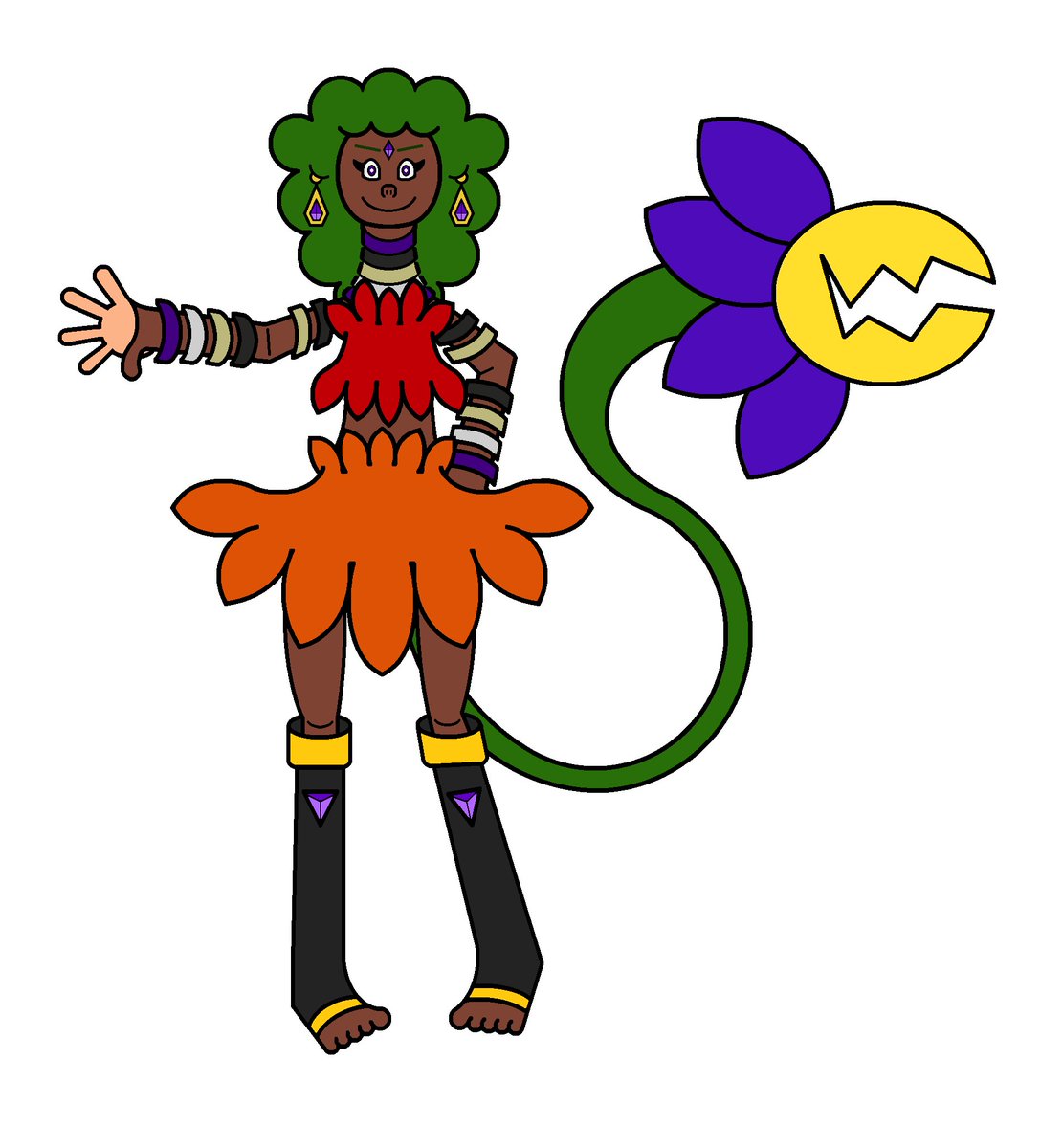 EsperRikki's tweet photo. Update - New case in lore-scenario; The Hubai'yam (ancient origin name of Baobabians) Tribe's Nature Goddess got green hair, so... creations made in her image got her color, too. @PappyYoArt gave me a suggestion about changing the white to green. He spoke heresy, yet looks GOOD. https://t.co/uetj5tG5zO