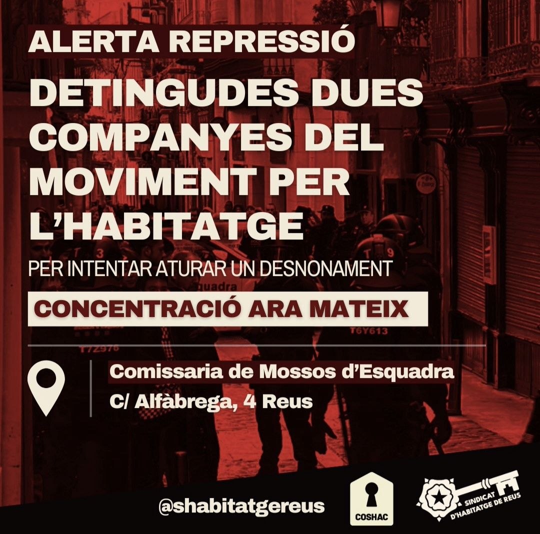 coshac_sindicat's tweet photo. La majoria de casos no acaben en condemna, els escrits d'acusació oberts contra aquelles que posen el cos per defensar una llar son cada cop més durs i augmenten les detencions, com amb les companyes de la @pah_santfeliu i @SHabitatgeReus, fet que només busca desorganitzar-nos. https://t.co/pqOzFv2Wvf