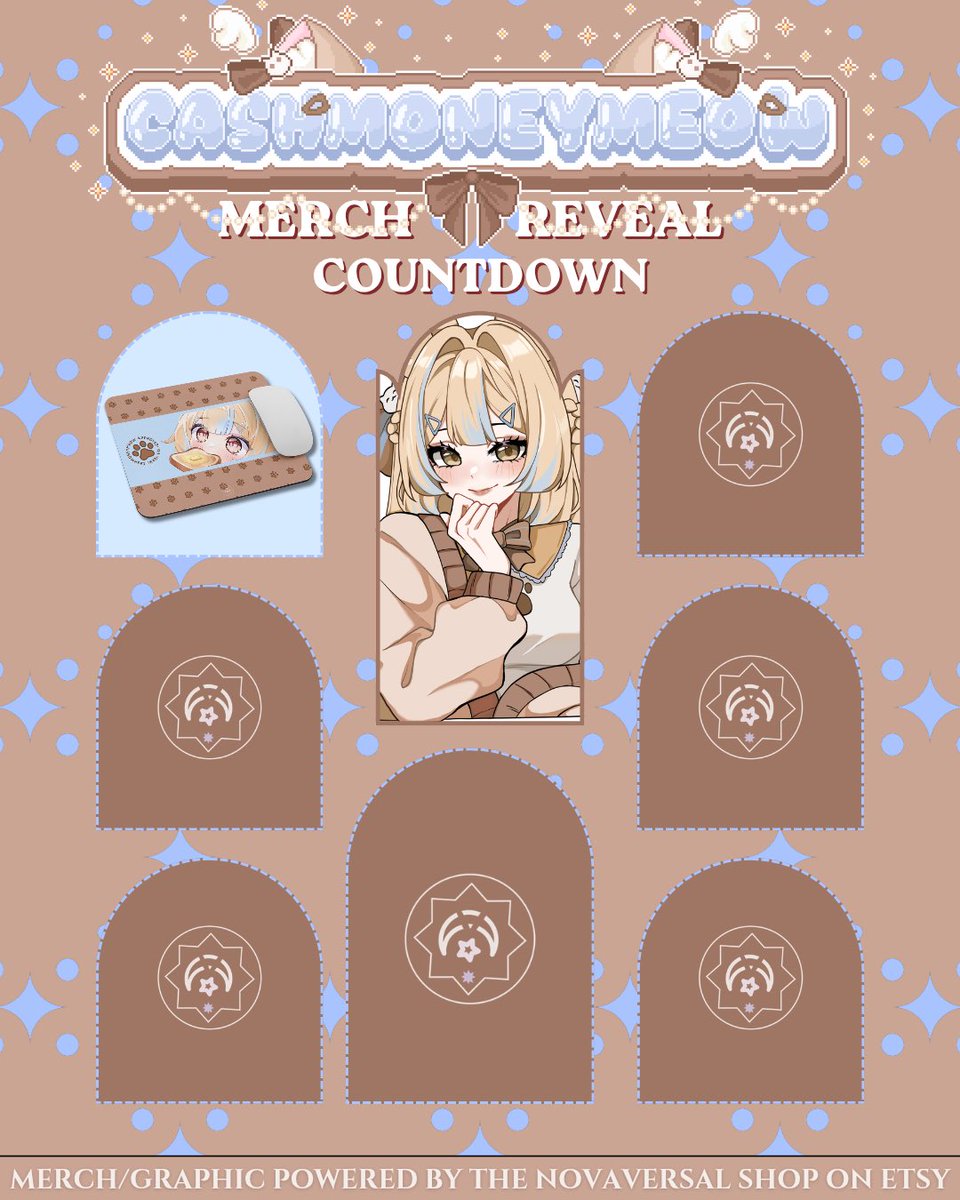 cashmoneymeow's tweet photo. Merch reveal countdown continues today!! The second merch item reveal will be around 9pm CST, so I’ll see ya later 🤫 https://t.co/kWAjFenohi