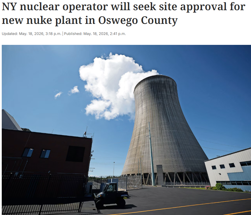 HopfJames's tweet photo. Constellation will use ~$30 million in federal and state government grants to prepare an NRC  Early Site P ermit (ESP) to build a nuclear plant in Oswego County in New York.  Article link in reply.

The ESP will approve a site for nuclear power generation.  It does not specify a reactor design.  That will come later in the overall licensing process.

Thus, Constellation does not have to chose a reactor design before applying for an ESP.  It will speed up the overall licensing process by allowing site evaluations to proceed before selecting a reactor design.