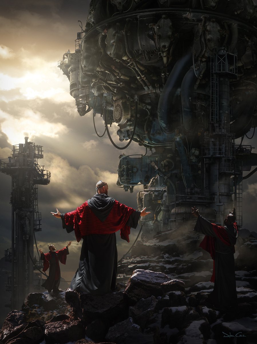 DylanColeArt's tweet photo. Sci-fi vs Classical. 
Engine City- The First Outpost. Photoshop 2021 https://t.co/ClobV7OeP1