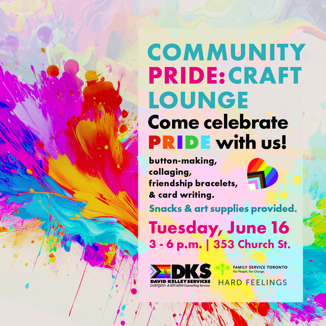 FamilyServiceTO's tweet photo. On June 16, celebrate #pride2026 with us! Join Hard Feelings, David Kelley Services &amp; Family Service Toronto for an afternoon of creativity, including button-making, friendship bracelets, card writing, and more. We will have snacks, art supplies and music.
https://t.co/It1k5IvPTZ https://t.co/fgmSeRODdR