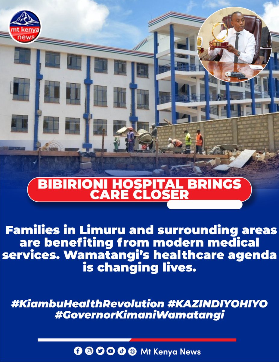 TrendlineHub's tweet photo. 16. KIAMBU COUNTY CONTINUES EXPANDING HEALTH FACILITIES
Under Governor Kimani Wamatangi leadership Kiambu County continues to expand healthcare facilities improving accessibility and service delivery standards across all sub counties.

#KiambuHealthRevolution https://t.co/SdHObw1Dh0