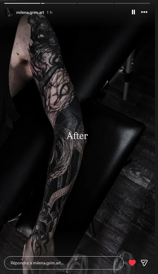 Iryldis's tweet photo. J'ai enfin fini mon tatouage commencer en décembre !! j'suis hyper content du rattrapage svp allez la follow elle mérite énormément avec le boulot qu'elle a fait https://t.co/eIMMwPjJTI https://t.co/N4gsFF59rI