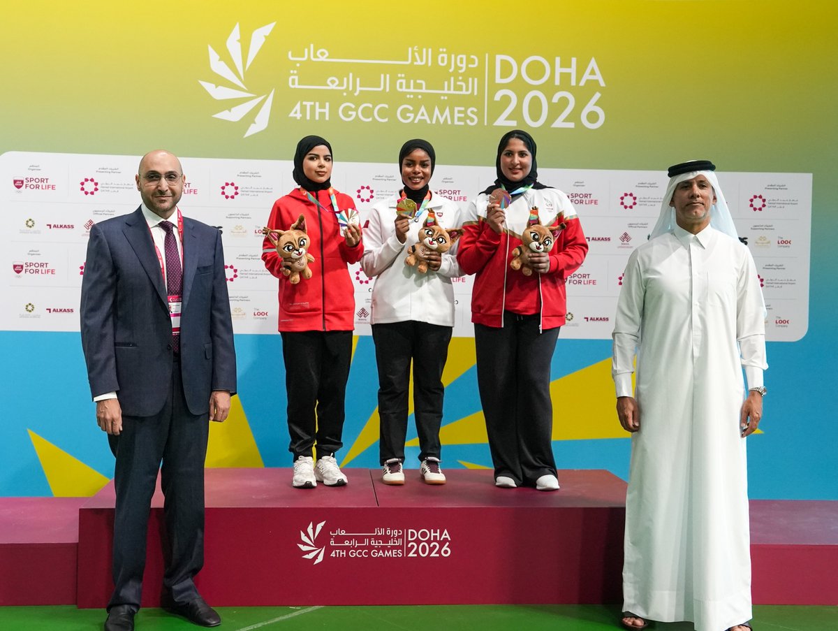 UAENOC's tweet photo. 🎯🇦🇪 أربع ميداليات جديدة لرماية الإمارات في دورة الألعاب الخليجية – الدوحة 2026 🇶🇦

🥈 غاية آل شهيل تتألق وتحصد الميدالية الفضية في منافسات فردي المسدس الهوائي 10م للسيدات، مؤكدة تميز رماية الإمارات في البطولة 👏🇦🇪 https://t.co/WxB9jDan97